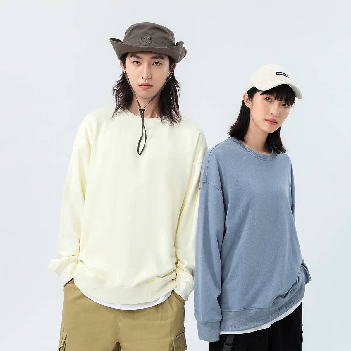 10.6oz 300gsm Cotton Pullover Sweater Men Solid Color