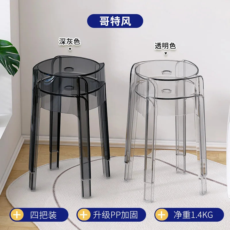 Transparent Plastic Stool Household Thickened Acrylic High Stool