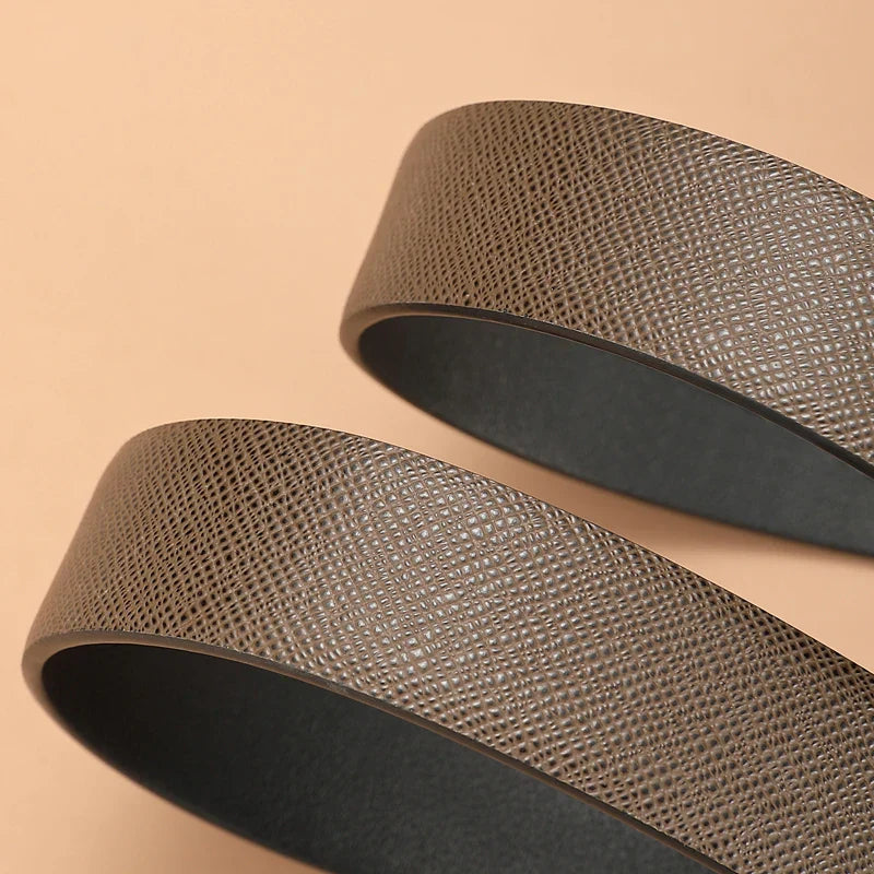 3.4cm Wide Automatic Metal Buckle Belt For Men