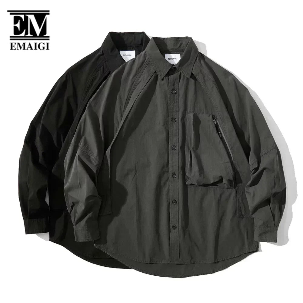 Shirt for Men Japanese Streetwear Fashion Cityboy Loose