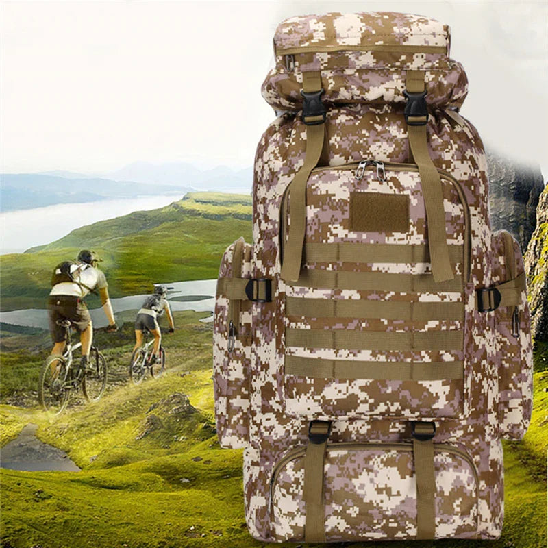 80L Waterproof Camouflage Tactical Backpack Large Capacity Men's