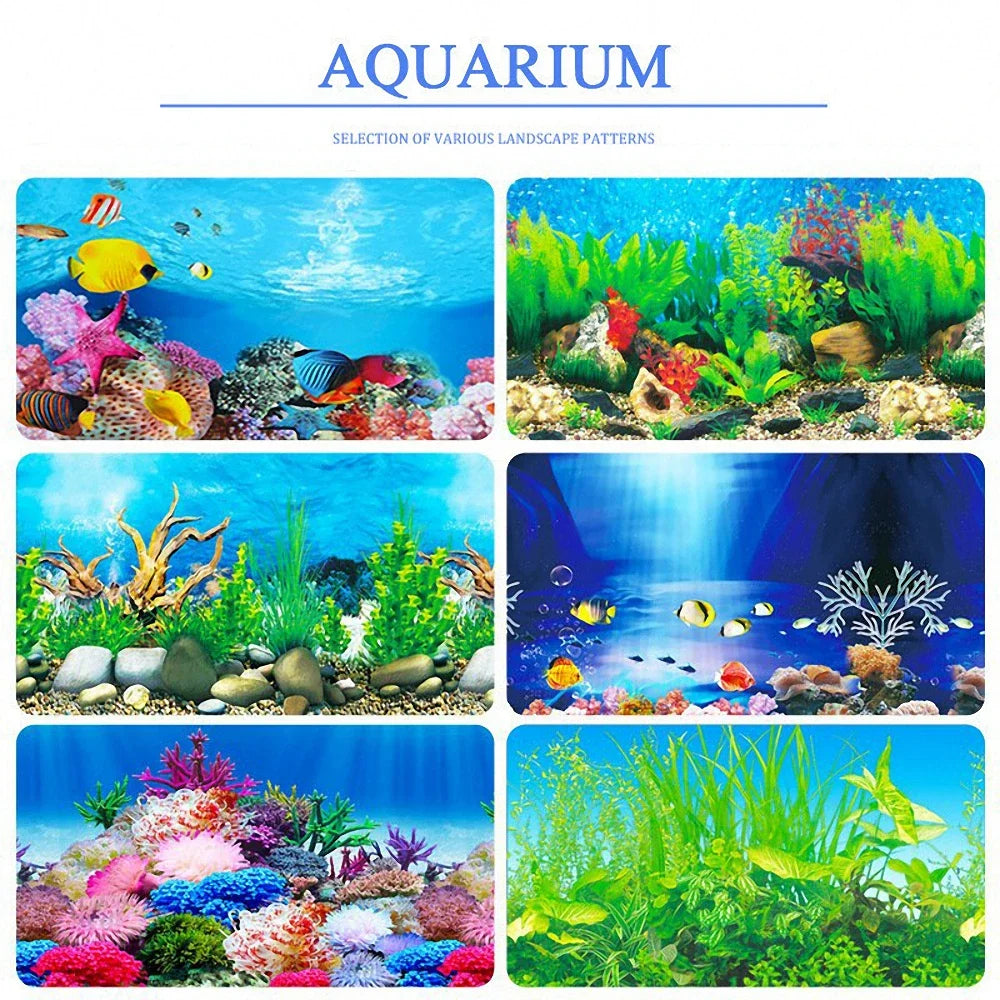 Double-sided Aquarium Landscape Sticker Poster Fish Tank 3D