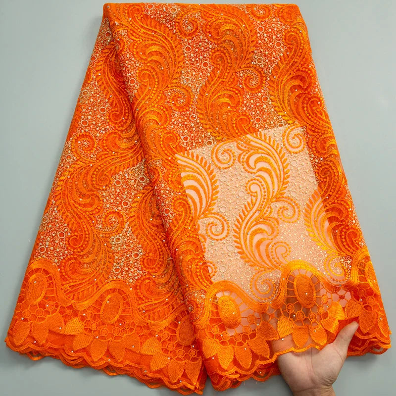 SJD LACE African Lace Fabric with Crystal 2024