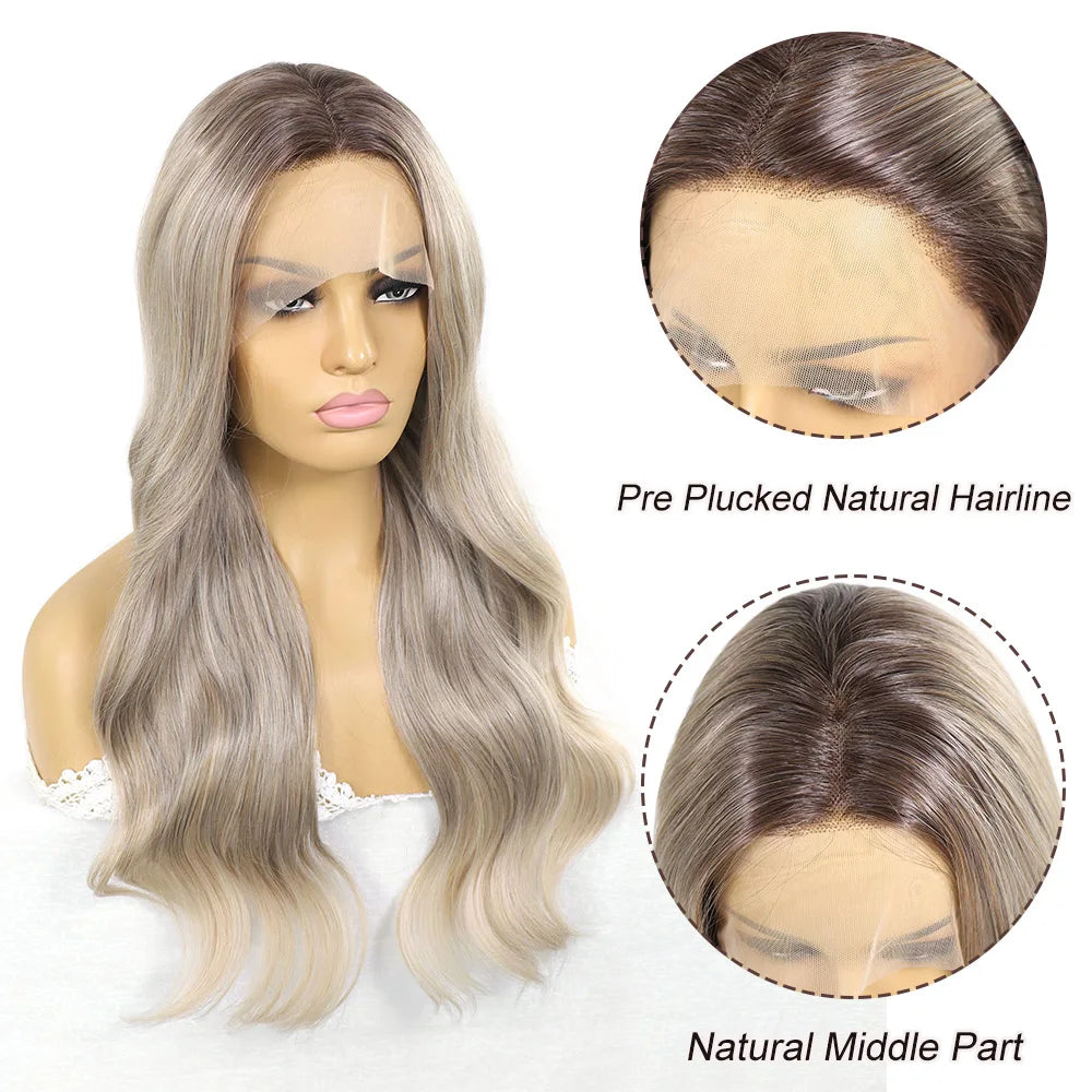 Ash Blonde Synthetic Lace Front Wigs for Women