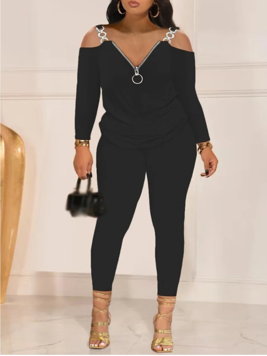 LW Plus Size 2pcs set Gradient Chain Decor