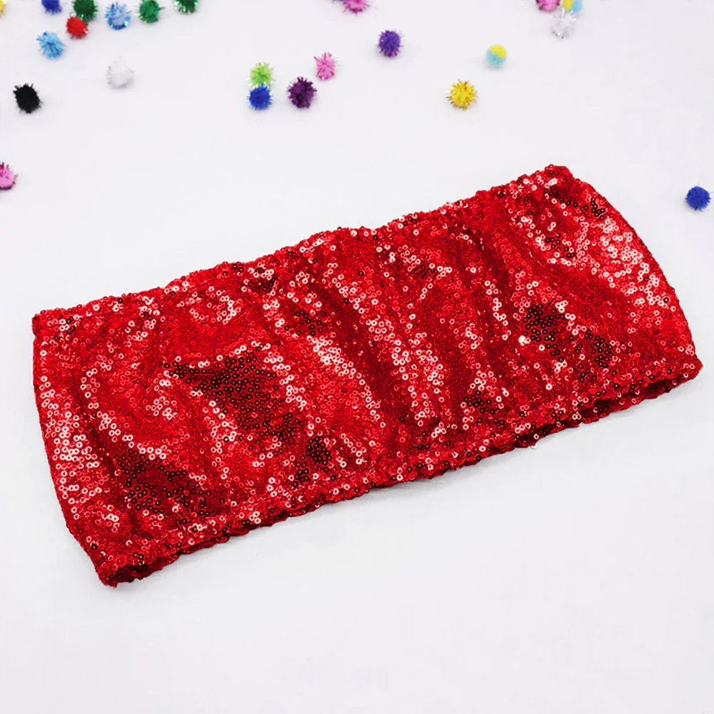 10/50pcs Gold Sequin Chair Sashes Sliver Party Chair