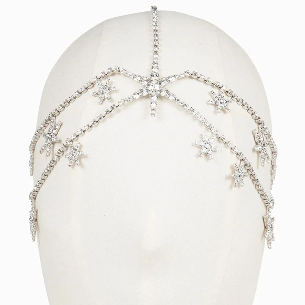 Novelly Crystal Stars Multi-layer Head Chain Wedding Hair