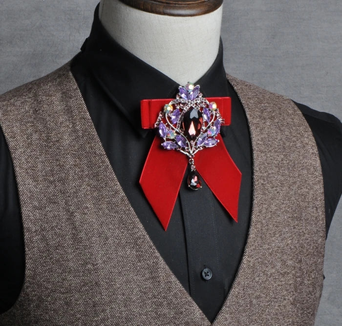 Men's Wedding Bow Tie Pins Set Luxury Rhinestone