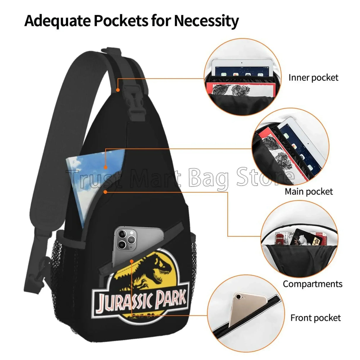 Jurassic Park Sling Bag for Women Men Crossbody