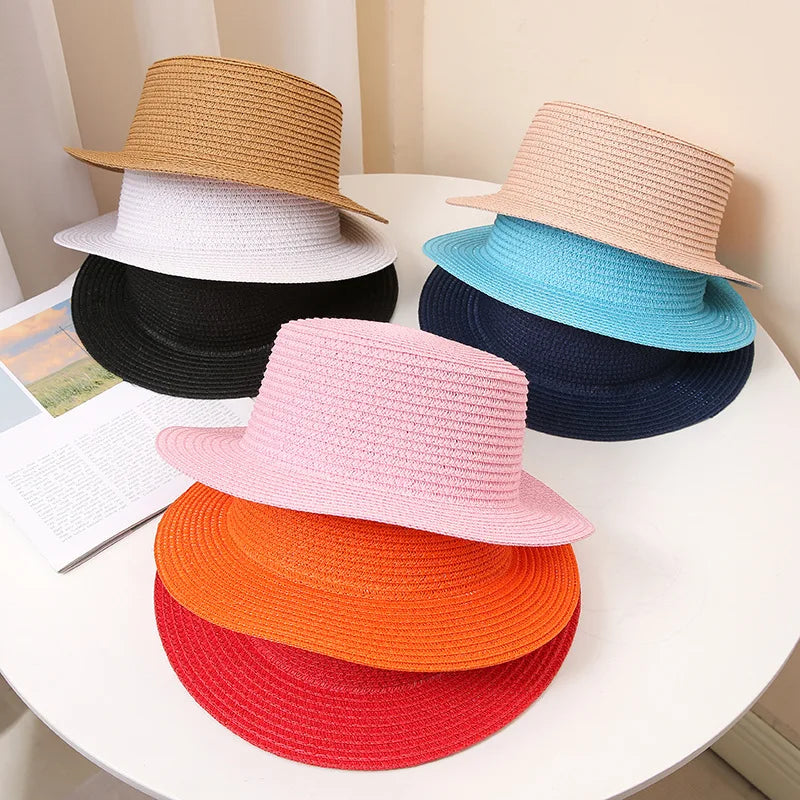 Summer Fashion Versatile Men's Women's Straw Hat Flat