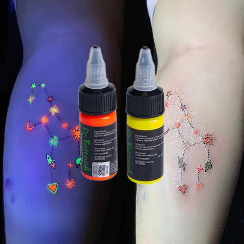 UV Tattoo Inks Pigment 8 Colors Professional Semi-Permanent