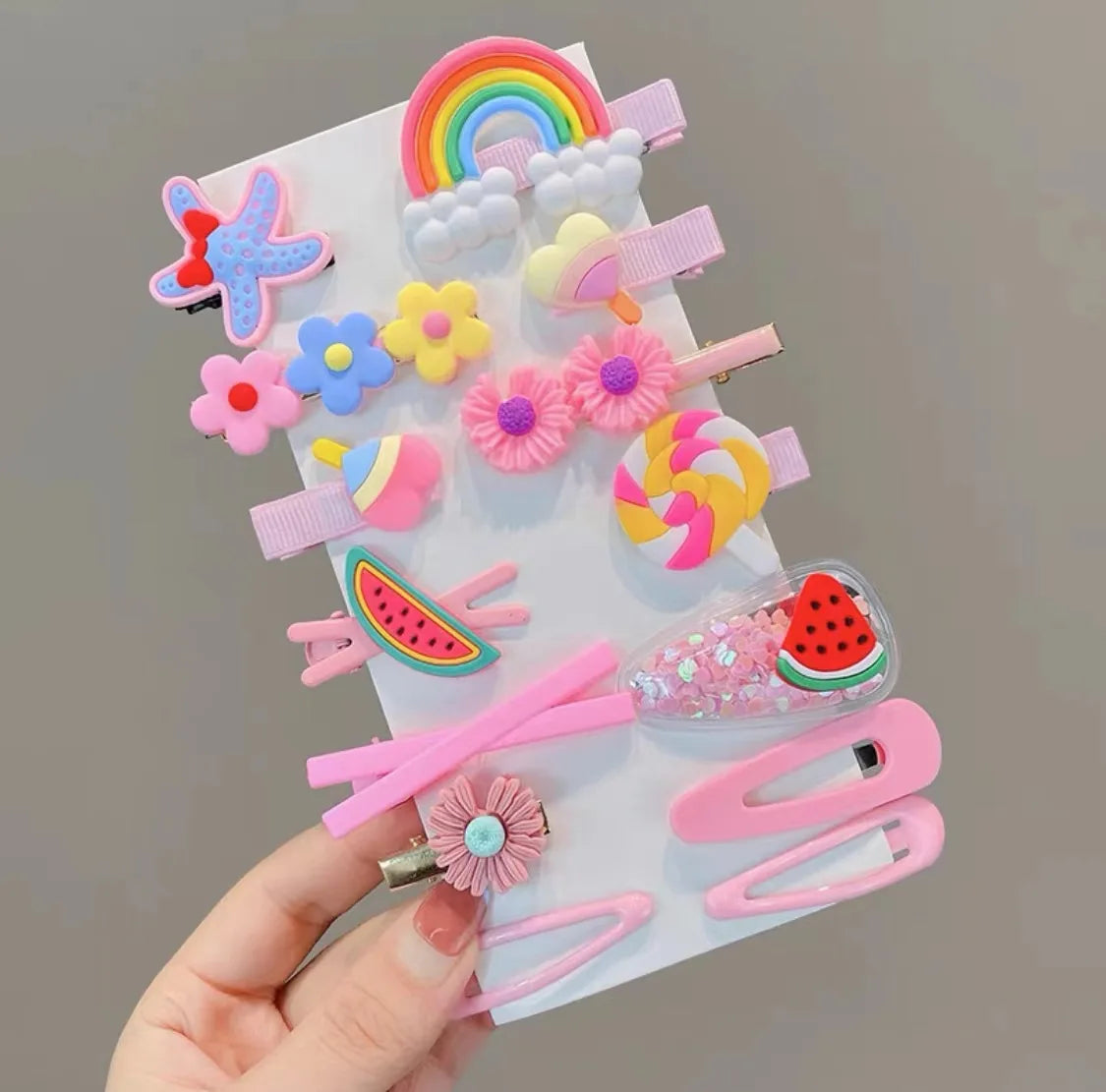 14Pcs/Set Cartoon Butterfly Rainbow Hairpin For Kids Girls