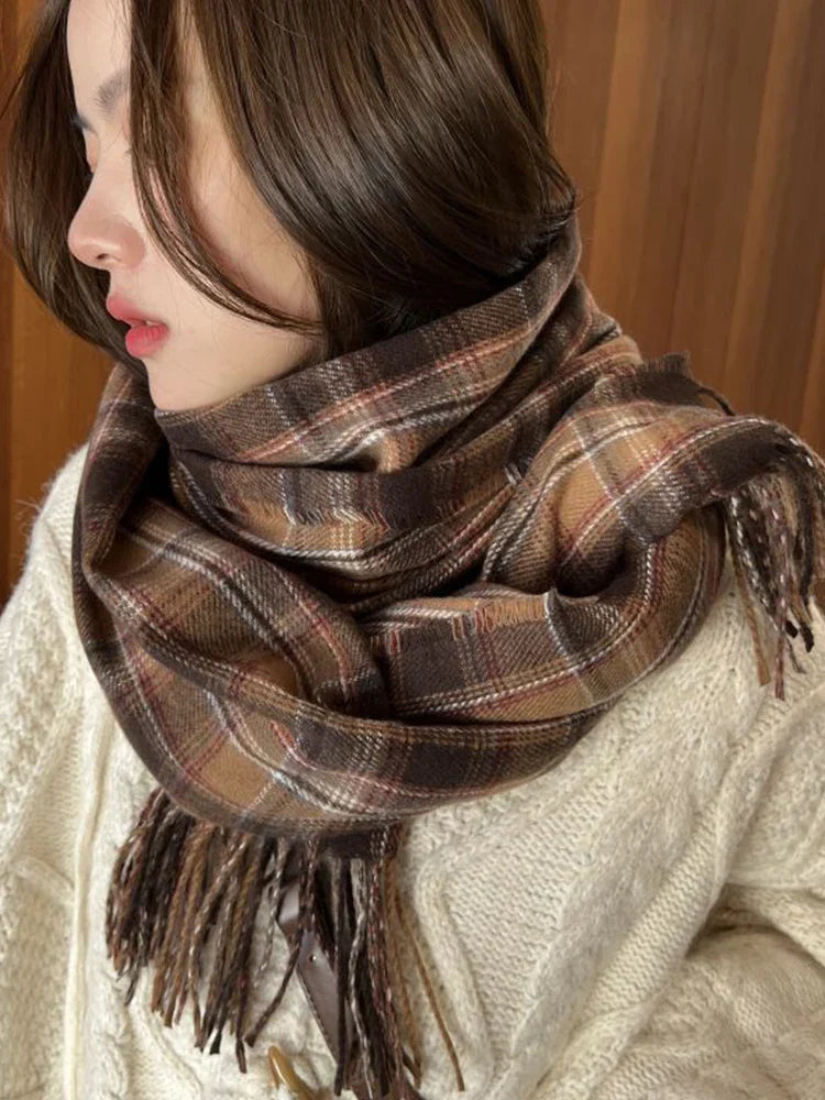 New 2023 Imitation Cashmere Women Scarf Winter Preppy