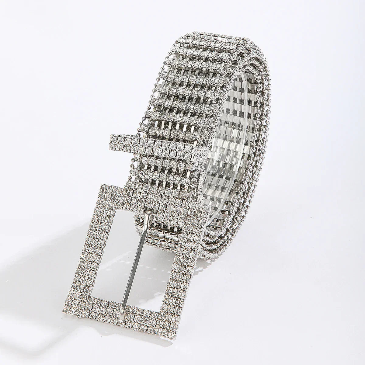 Fashion Waist 8 Rows Silver Rhinestones Decor Women`s