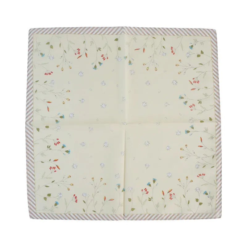 3Pcs 45x45cm Striped Flower Printed Cotton Women's Handkerchief