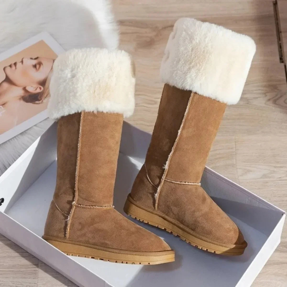 Winter Women's Short Plush Suede Snow Boots Fashion
