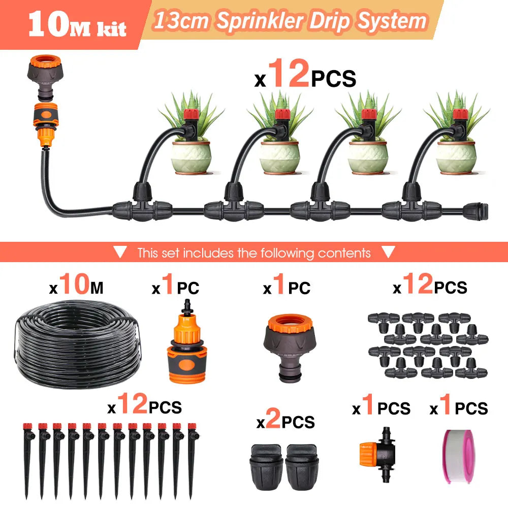 50-5M Garden Drip Irrigation System with Pump & Sprinklers