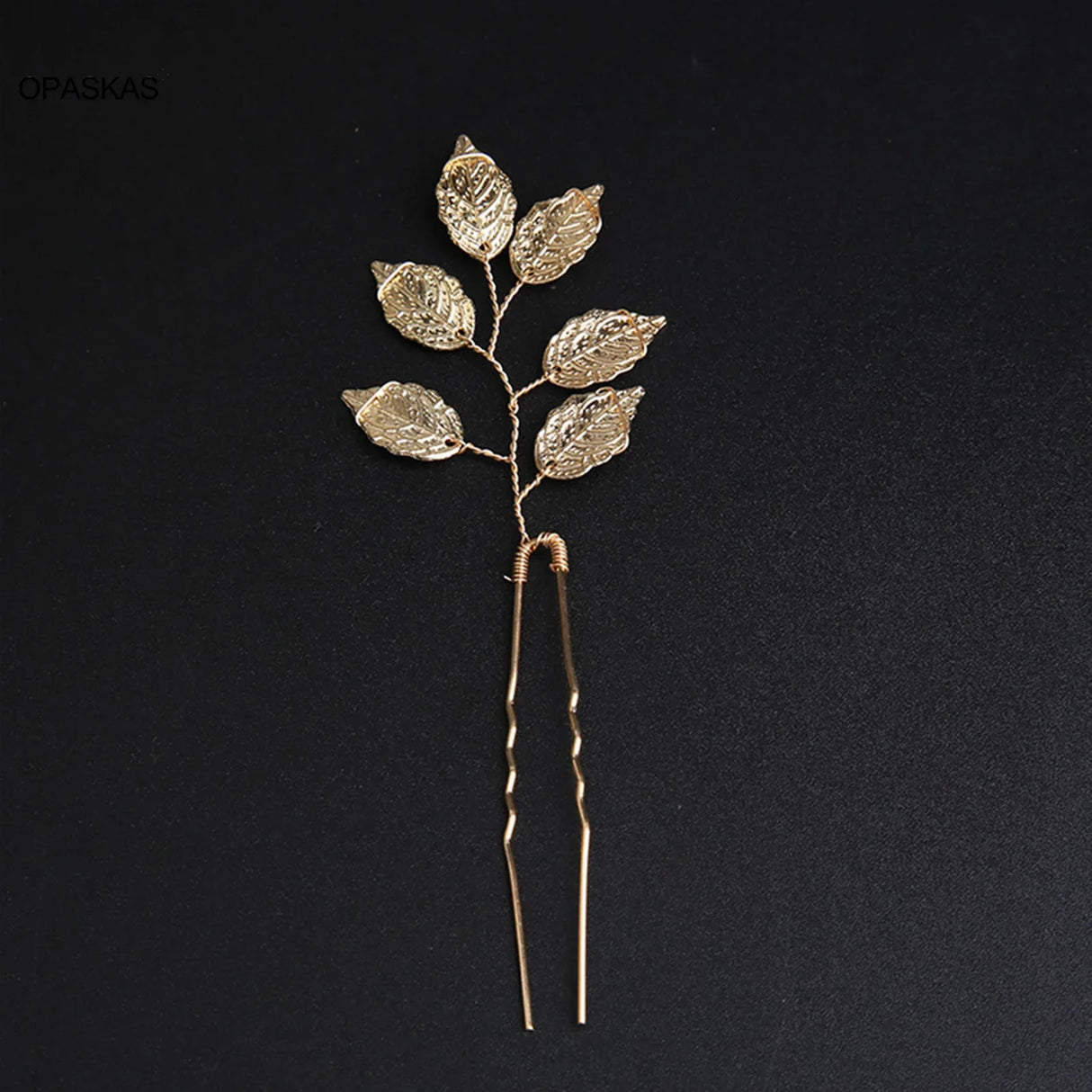 Pearl Flower Hairpin Side Comb Golden Leaf Shaped