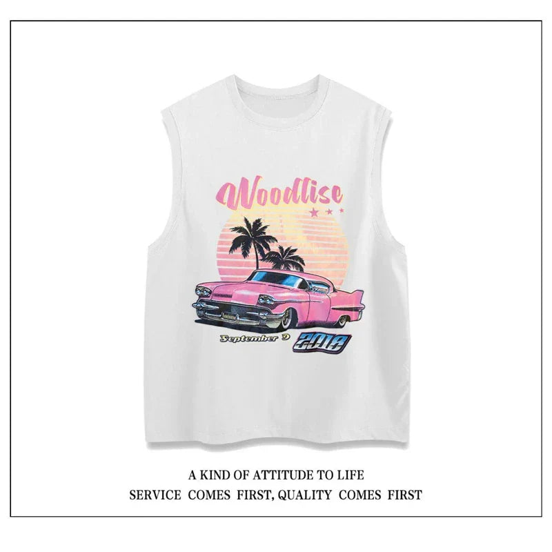 Print Vest Men Summer Casual Beach Tank Top