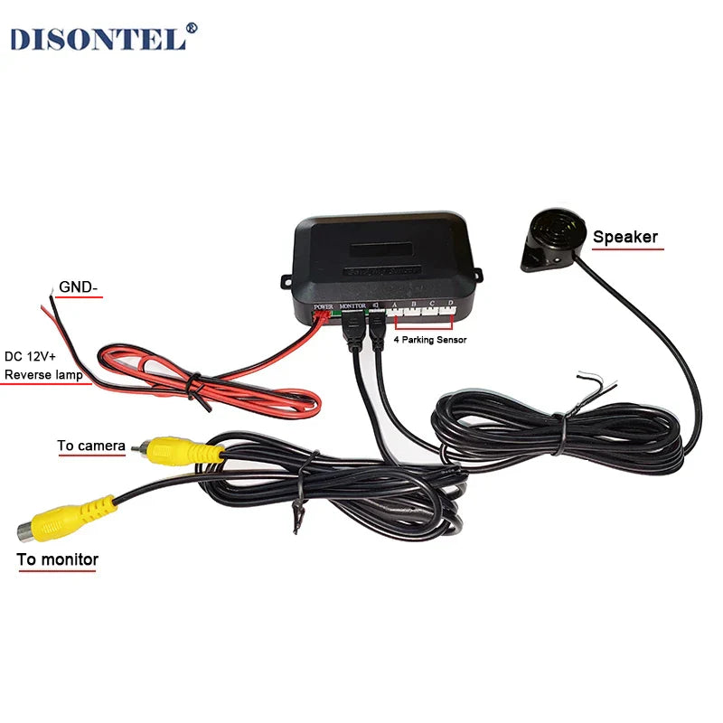 DC12V Video Parking 4 Sensors Car Reverse Backup
