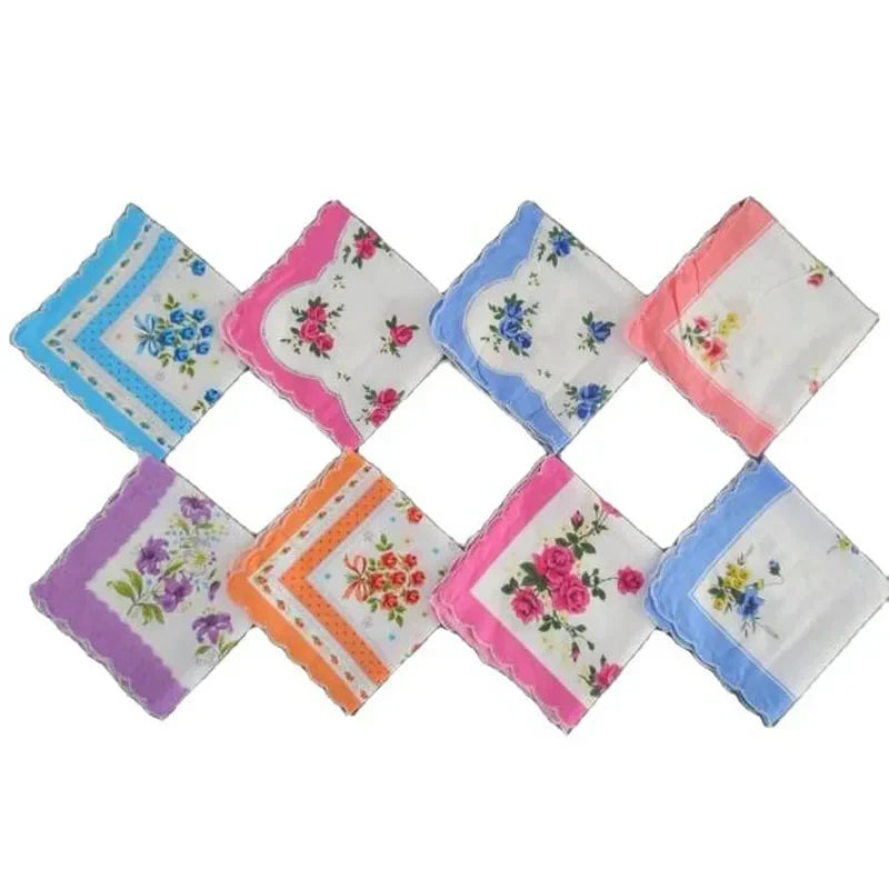 10pcs/lot Vintage white Ladies lace Handkerchief Cotton Flowers
