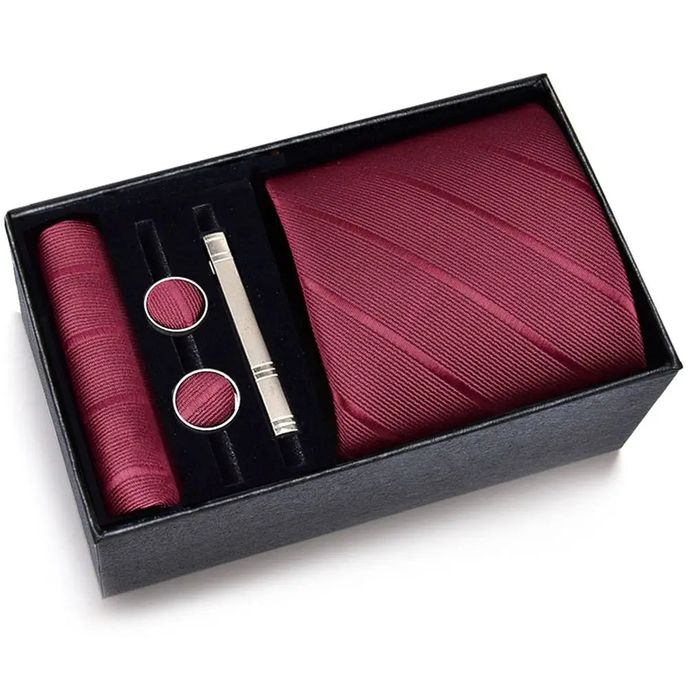 4PCSSet 8 cm Business Ties Handkerchief Cufflink Set
