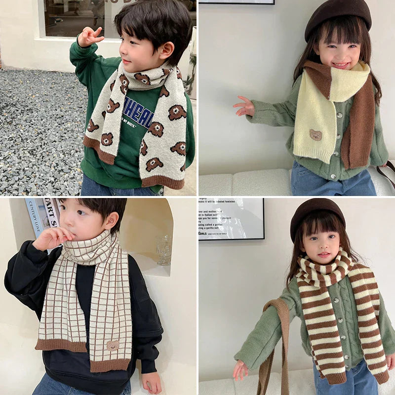 Winter Knitted Scarf For Children Warm Long Scarves