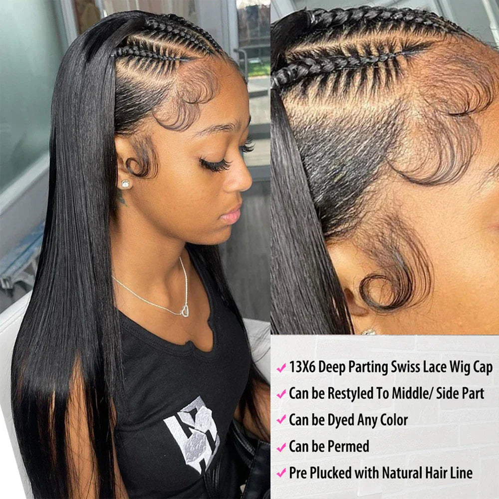 13x6 Bone Straight Human Hair Lace Frontal Wig