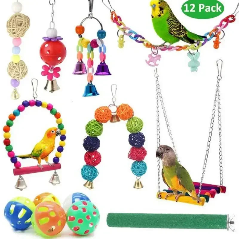 Toys Standing Bell Swing Toy Parrot Bird Combination