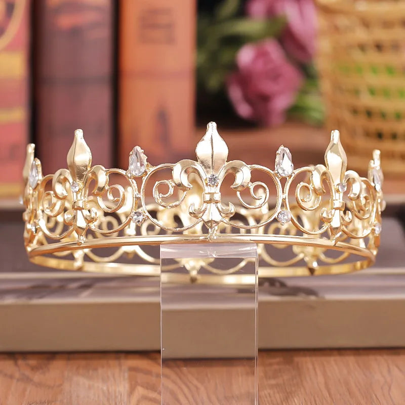 Crystal Rhinestone Round Crown Tiara Hair Jewelry Wedding