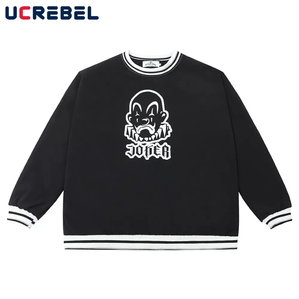 Clown Print Casual Sweatshirts Mens Autumn Winter Loose