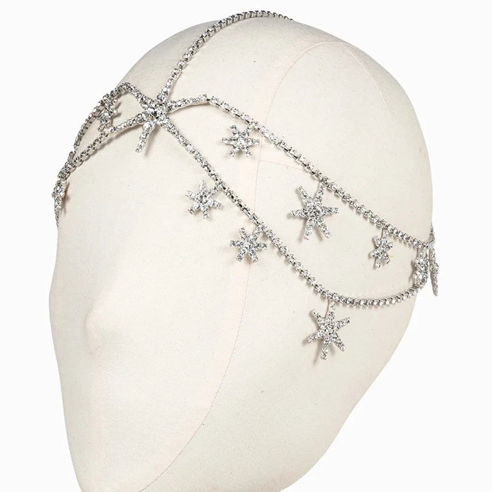 Novelly Crystal Stars Multi-layer Head Chain Wedding Hair