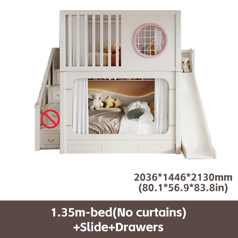 Modern High And Low Kids Bed With Ladder