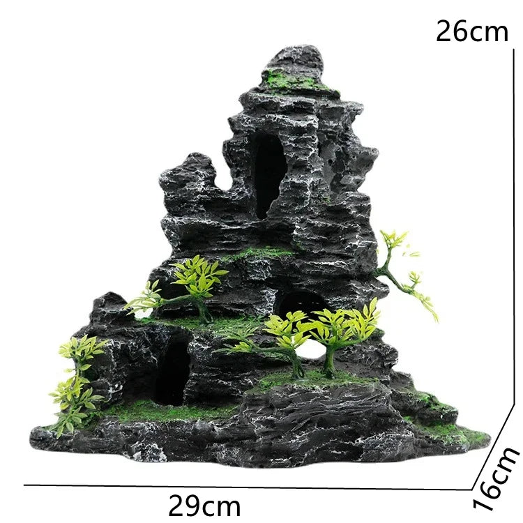 Large Resin Aquarium Fish Tank Mountain View Oranment