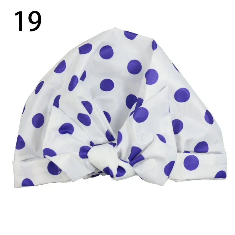 Waterproof Leopard Print Cap Elastic Bow Nightcap Women