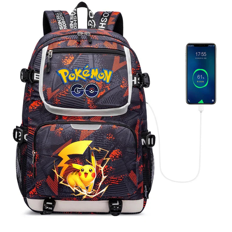 Pokemon Squirtle Cartoon School Bag USB Charging Large