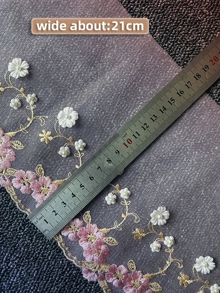 11/17.5cm Wide Mesh Tulle Beaded Embroidery Guipure Lace