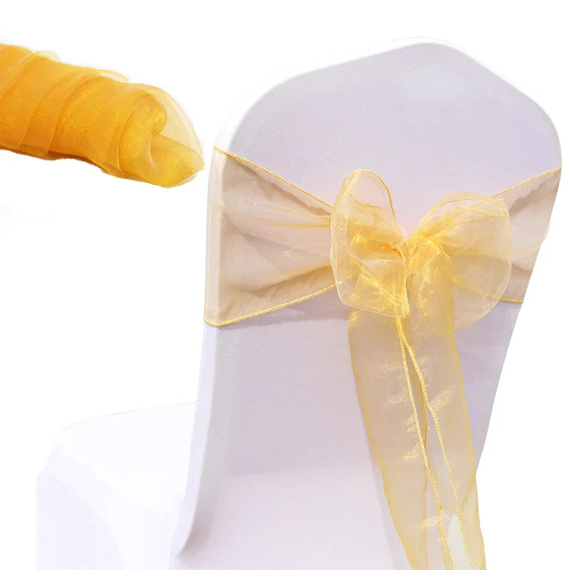 30PCs/lot Organza Chair Sashes Knot Bands Chair Bows