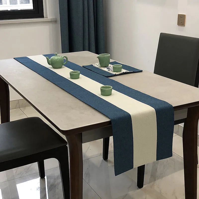 Chinese Style Cotton and Linen Table Flag Tea