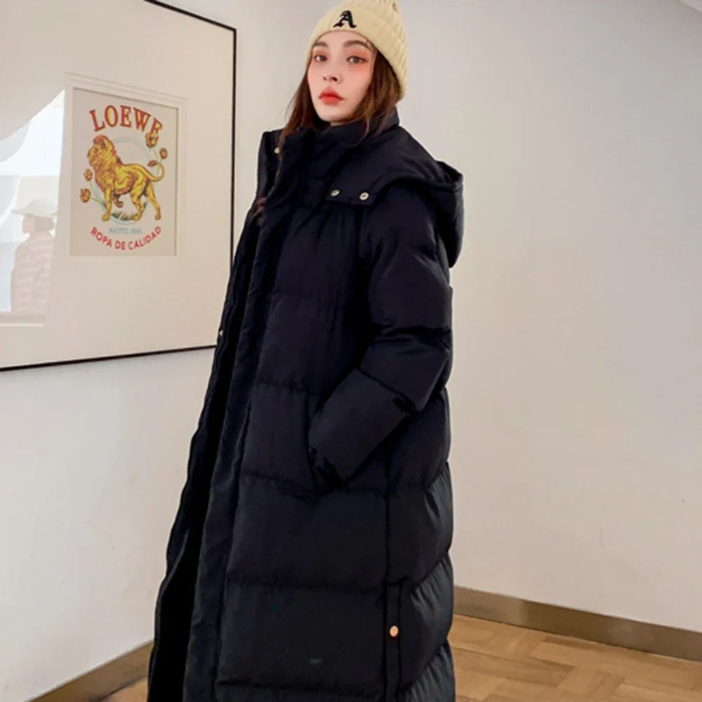 Women X-long Hoodie Down Coat Cotton Padded 2022