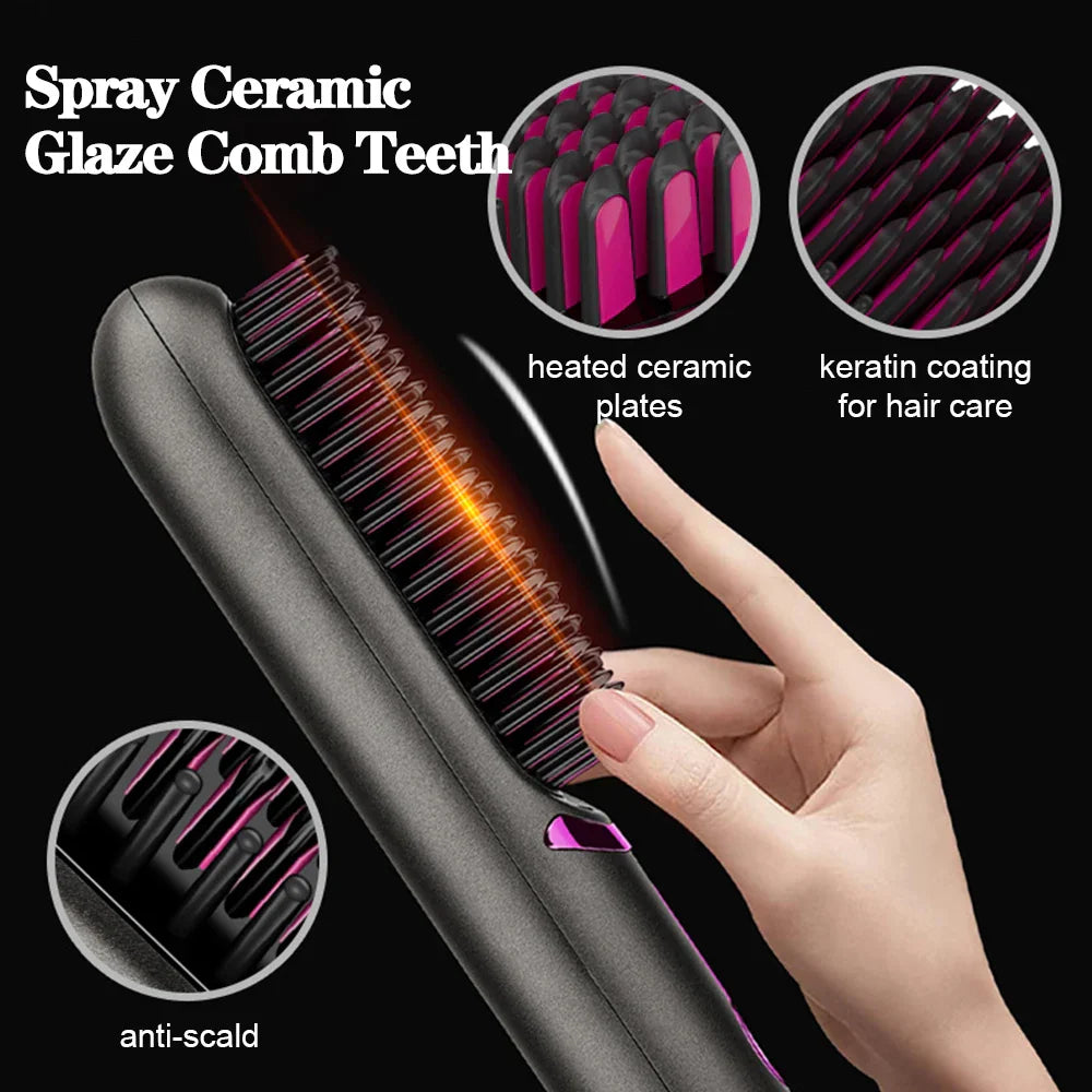 Electric Hair Brushes Wireless Hair Straightener Brush for