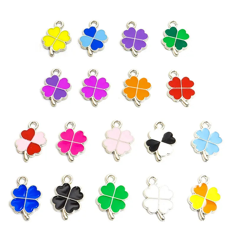 Dopamine Fourleaf Clover Enamel Charms 20pcs DIY Necklace
