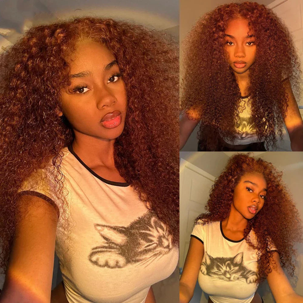 Reddish Brown Jerry Curly 13x4 Lace Front Wig