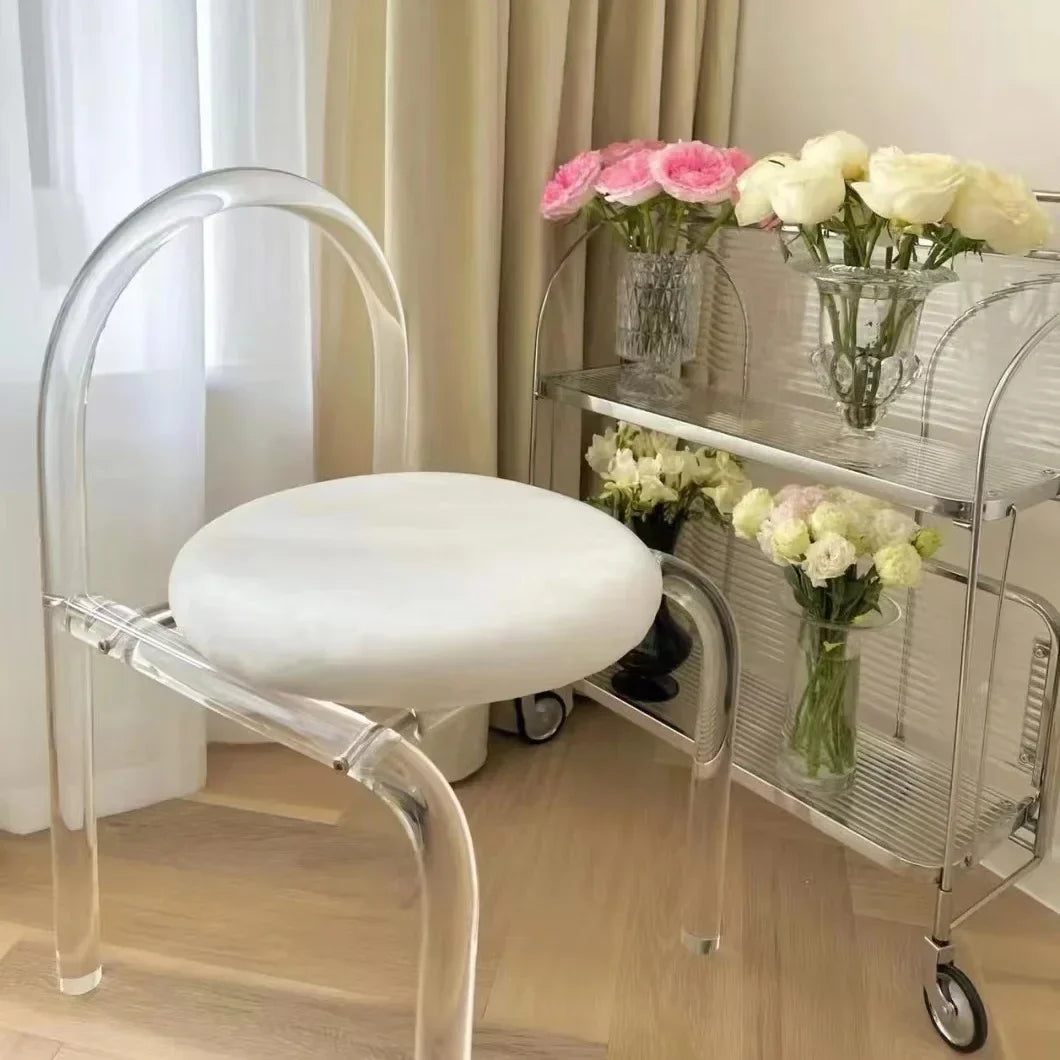 Crystal Makeup Chair Acrylic Furniture Casual Design Backrest