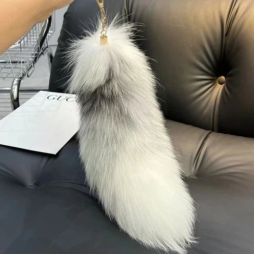 Real Fox Fur Tail Keychain Wolf Tail Fur