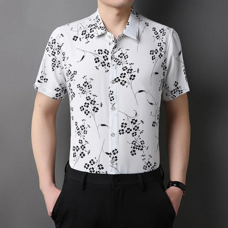 Summer Shirts for Men Short Sleeve Striped Vintage