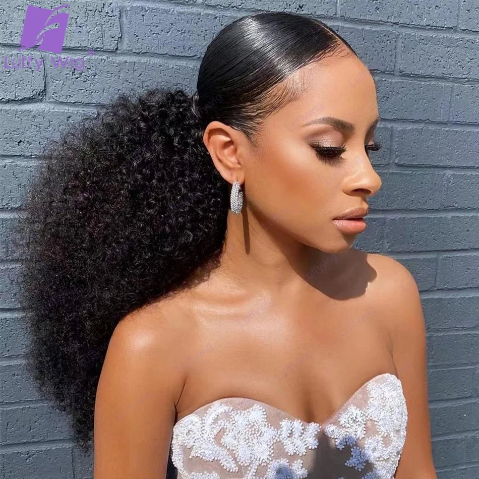 Afro Kinky Curly Human Hair Ponytail for Black