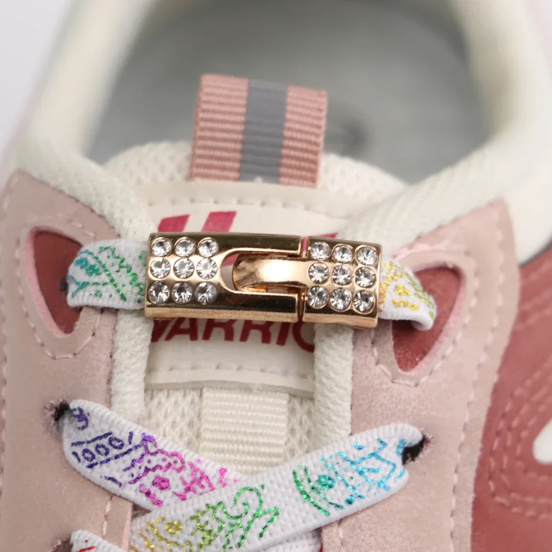 Elastic Laces Sneakers Diamond Cross Locks Shoelaces Without