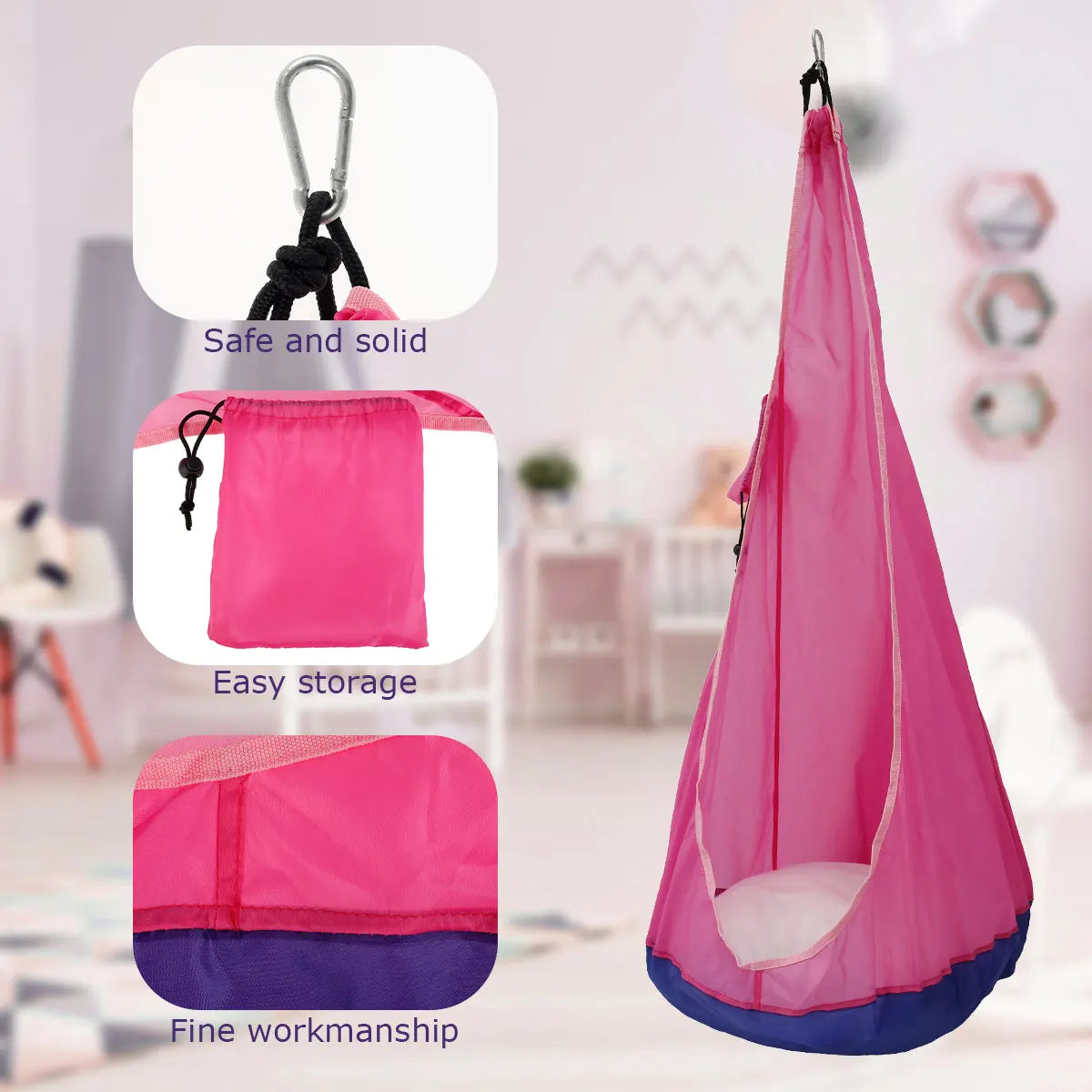 Kids Pod Swing Seat Hammock Chair Durable Children's