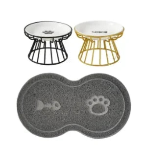 Water Cats Ceramic Stand Accessories Doggie Bowl Outdoor